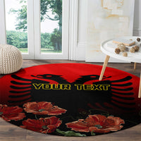 personalised-albania-independence-day-round-carpet-albanian-coat-of-arms-with-red-poppy-flower
