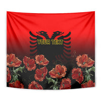 Personalised Albania Independence Day Tapestry Albanian Coat Of Arms With Red Poppy Flower - Wonder Print Shop