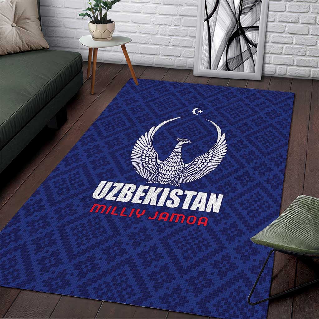 Football Uzbekistan Area Rug Milliy Jamoa Blue Version - Wonder Print Shop