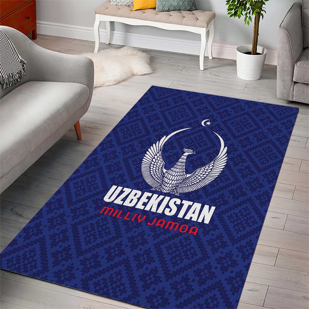 Football Uzbekistan Area Rug Milliy Jamoa Blue Version - Wonder Print Shop