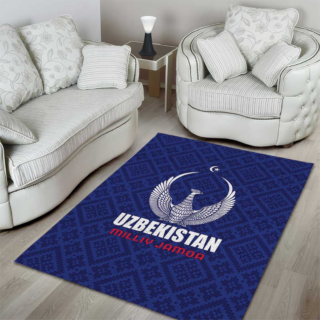 Football Uzbekistan Area Rug Milliy Jamoa Blue Version - Wonder Print Shop