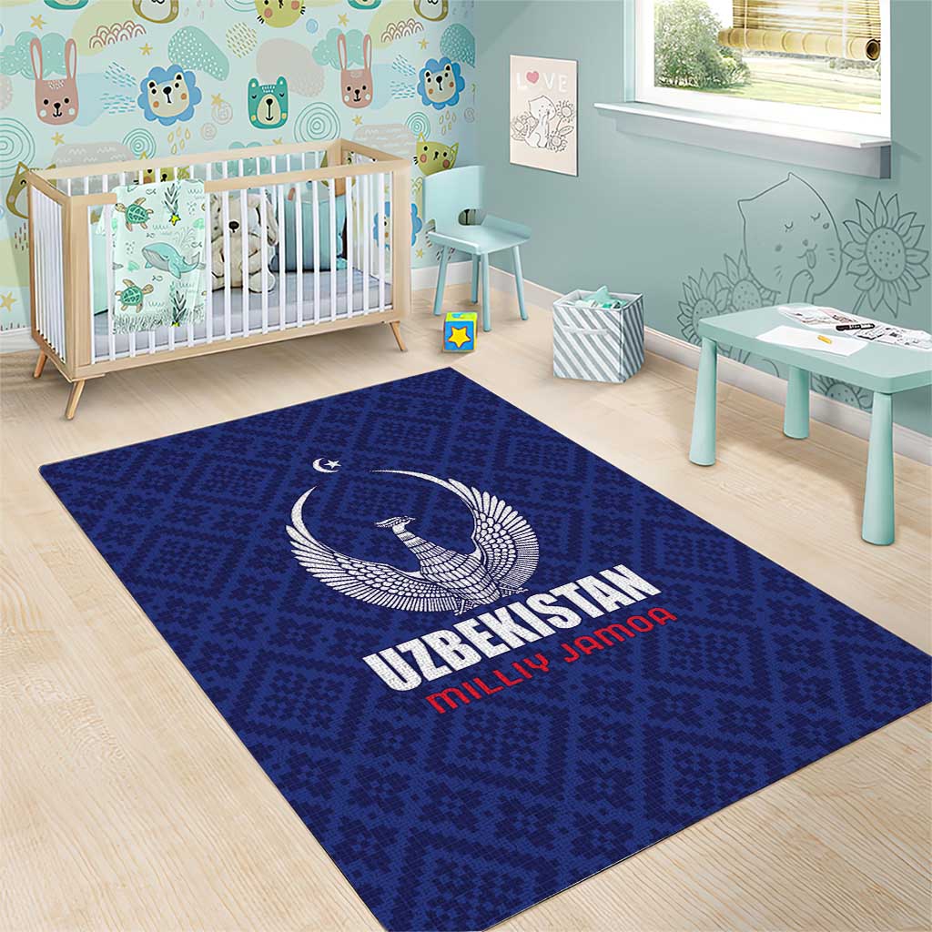 Football Uzbekistan Area Rug Milliy Jamoa Blue Version - Wonder Print Shop