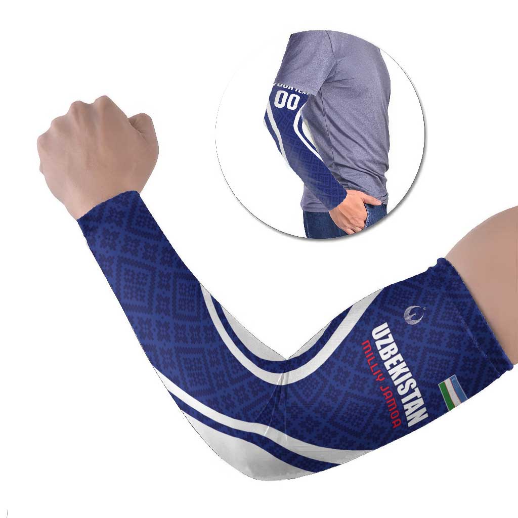 Custom Football Uzbekistan Arm Sleeves Milliy Jamoa Blue Version - Wonder Print Shop