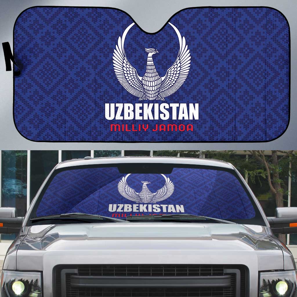 Football Uzbekistan Auto Sun Shade Milliy Jamoa Blue Version - Wonder Print Shop