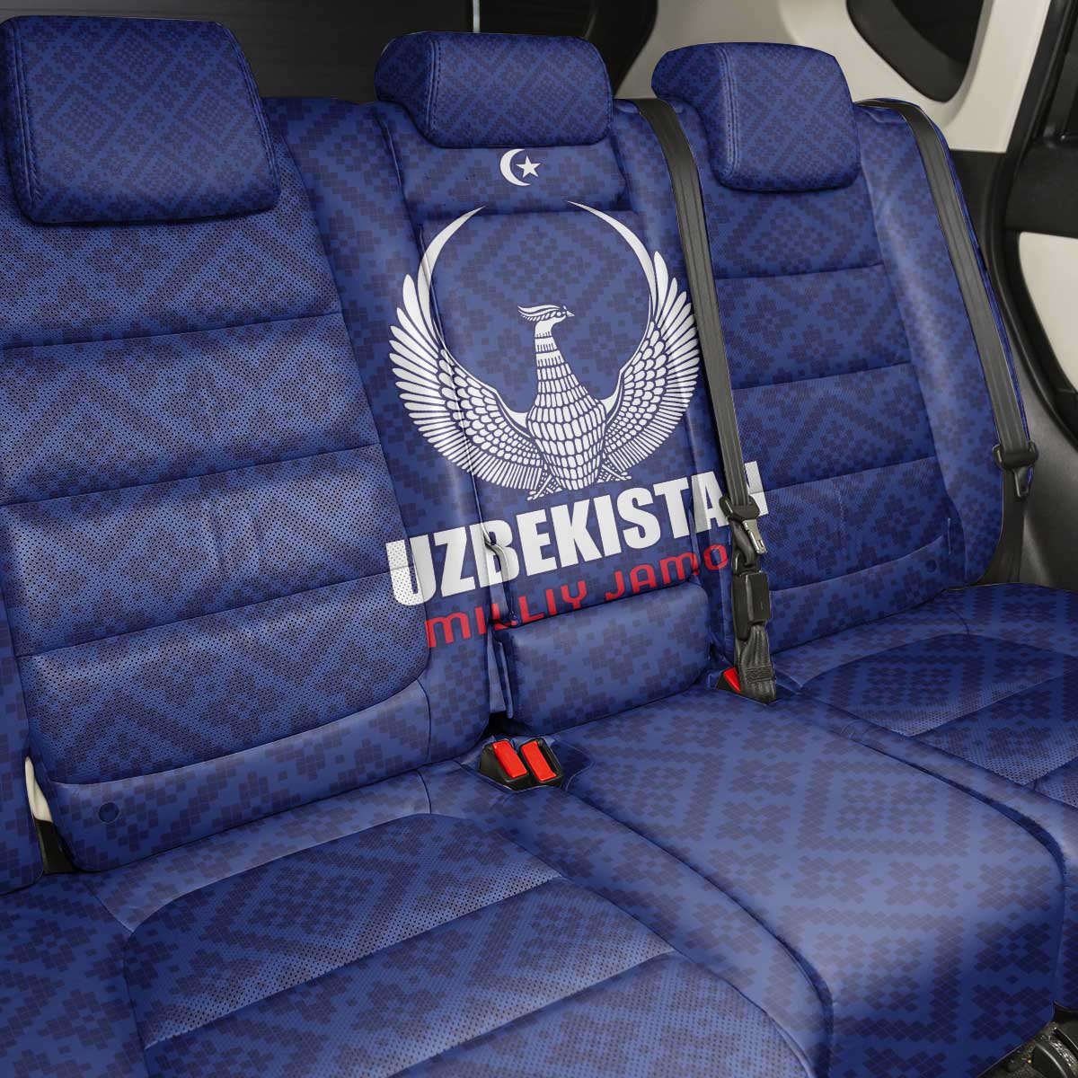 Football Uzbekistan Back Car Seat Cover Milliy Jamoa Blue Version - Wonder Print Shop