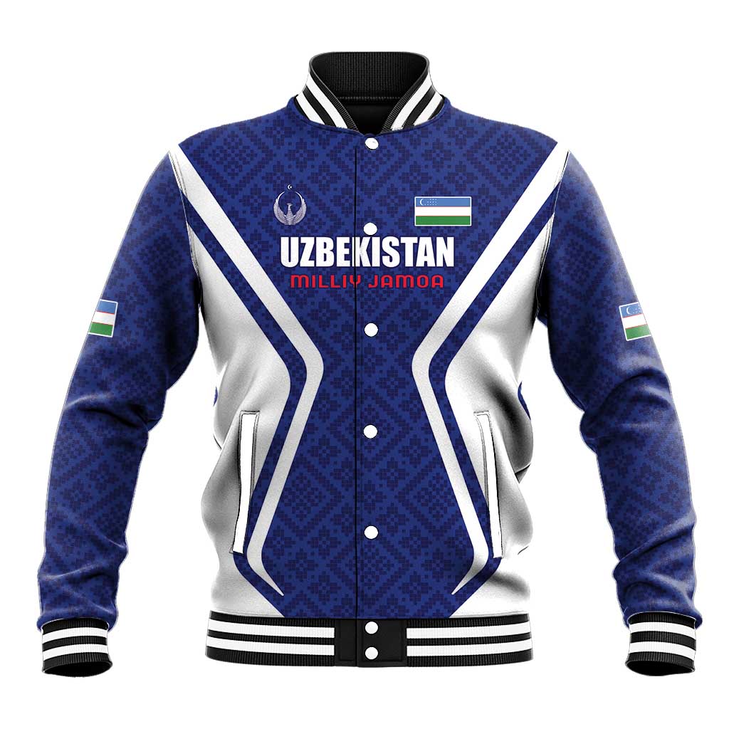 Custom Football Uzbekistan Baseball Jacket Milliy Jamoa Blue Version - Wonder Print Shop
