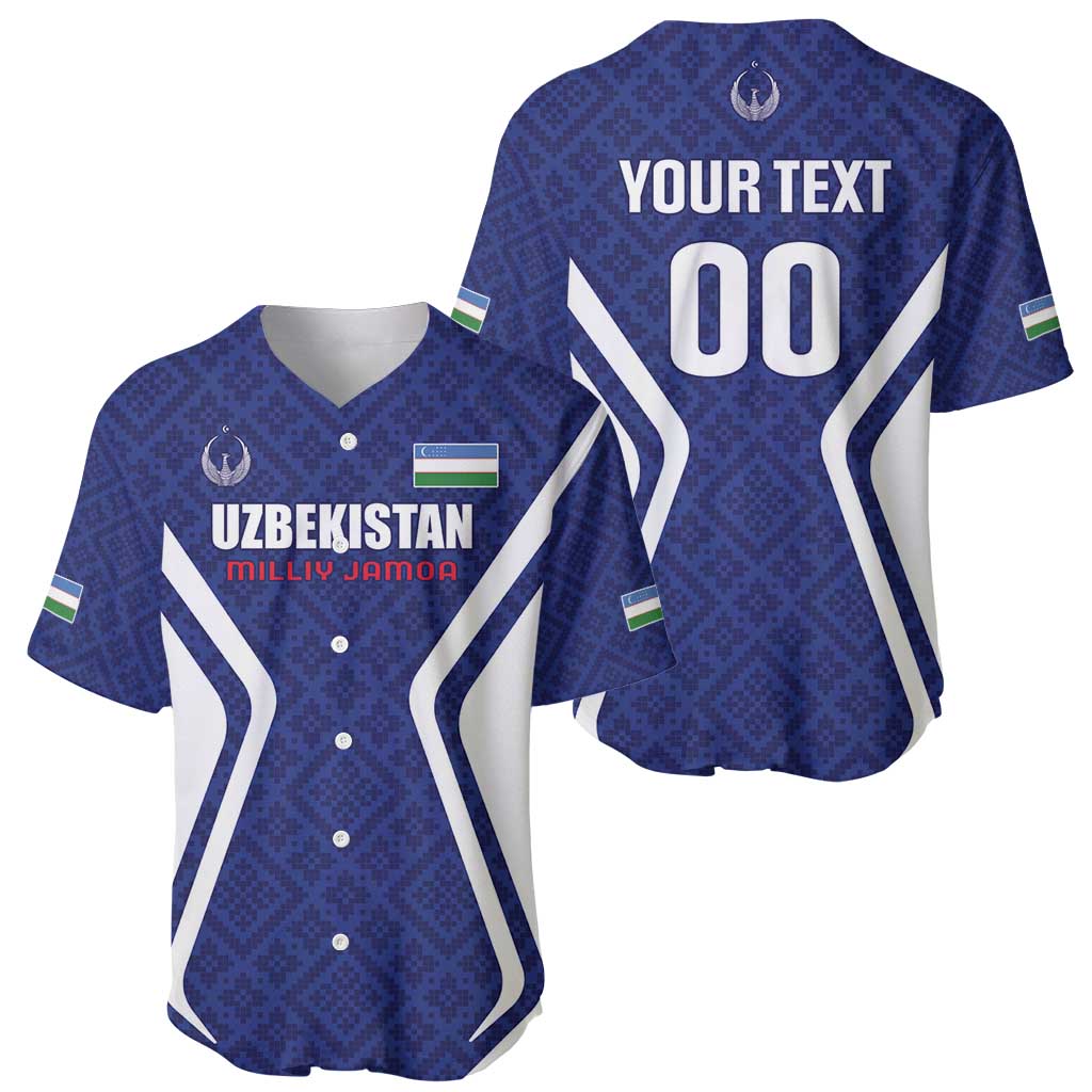 Custom Football Uzbekistan Baseball Jersey Milliy Jamoa Blue Version - Wonder Print Shop