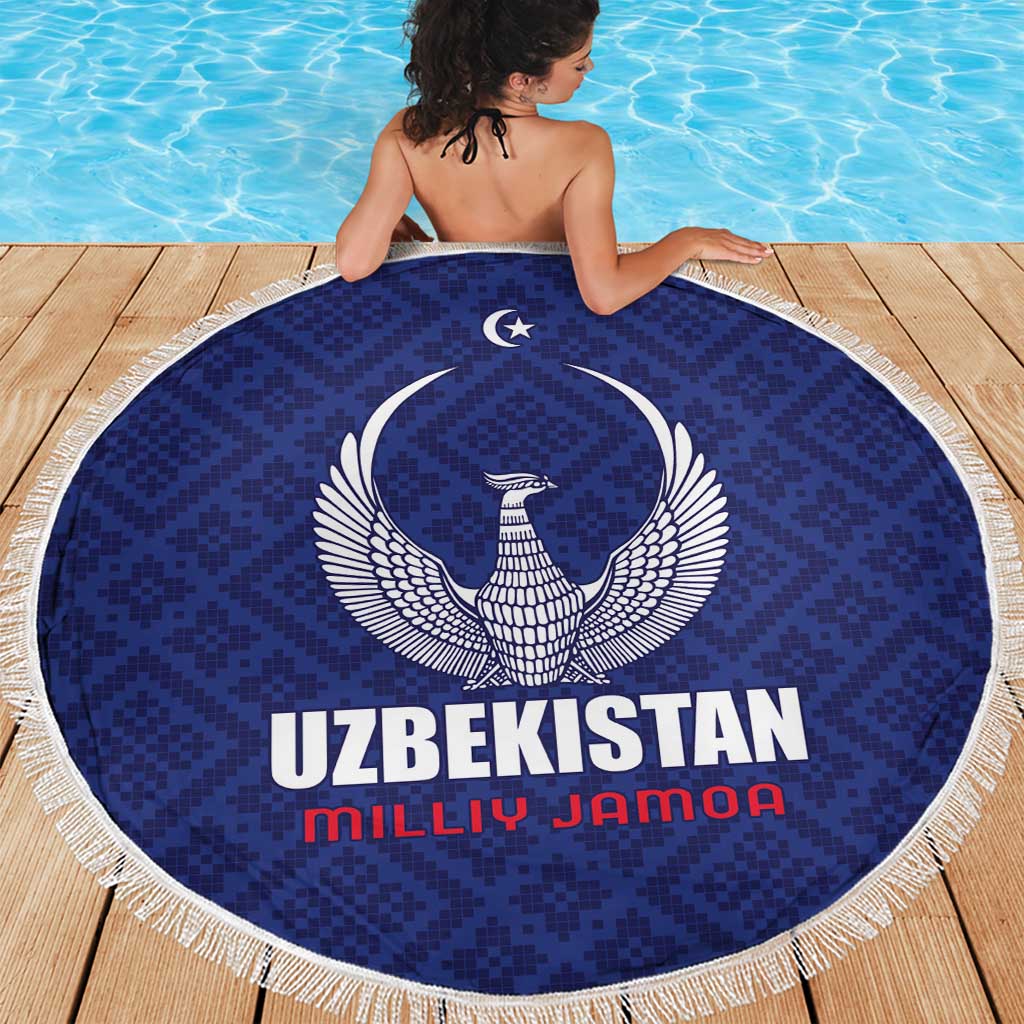 Football Uzbekistan Beach Blanket Milliy Jamoa Blue Version - Wonder Print Shop