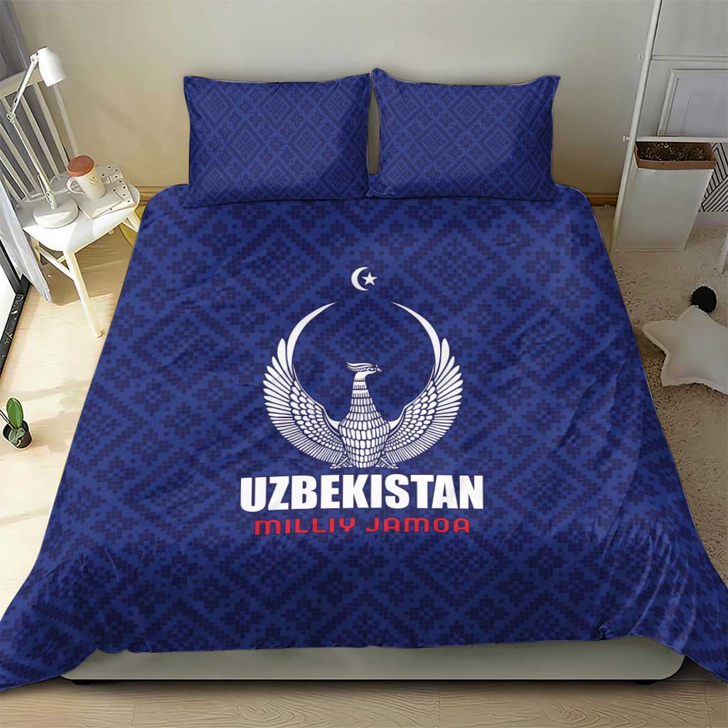 Football Uzbekistan Bedding Set Milliy Jamoa Blue Version - Wonder Print Shop