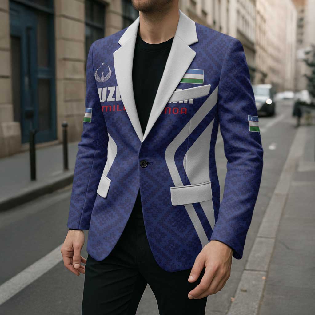 Custom Football Uzbekistan Blazer Milliy Jamoa Blue Version - Wonder Print Shop
