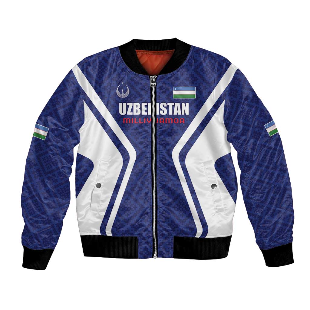 Custom Football Uzbekistan Bomber Jacket Milliy Jamoa Blue Version - Wonder Print Shop