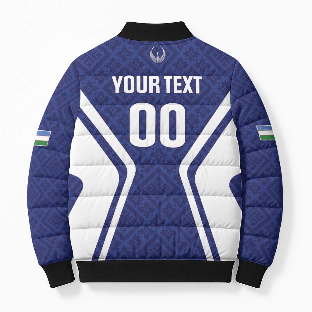 Custom Football Uzbekistan Bomber Puffer Jacket Milliy Jamoa Blue Version - Wonder Print Shop