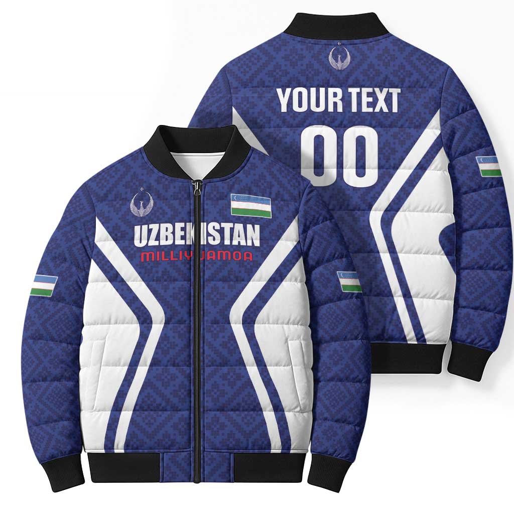 Custom Football Uzbekistan Bomber Puffer Jacket Milliy Jamoa Blue Version - Wonder Print Shop