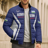 Custom Football Uzbekistan Bomber Puffer Jacket Milliy Jamoa Blue Version - Wonder Print Shop