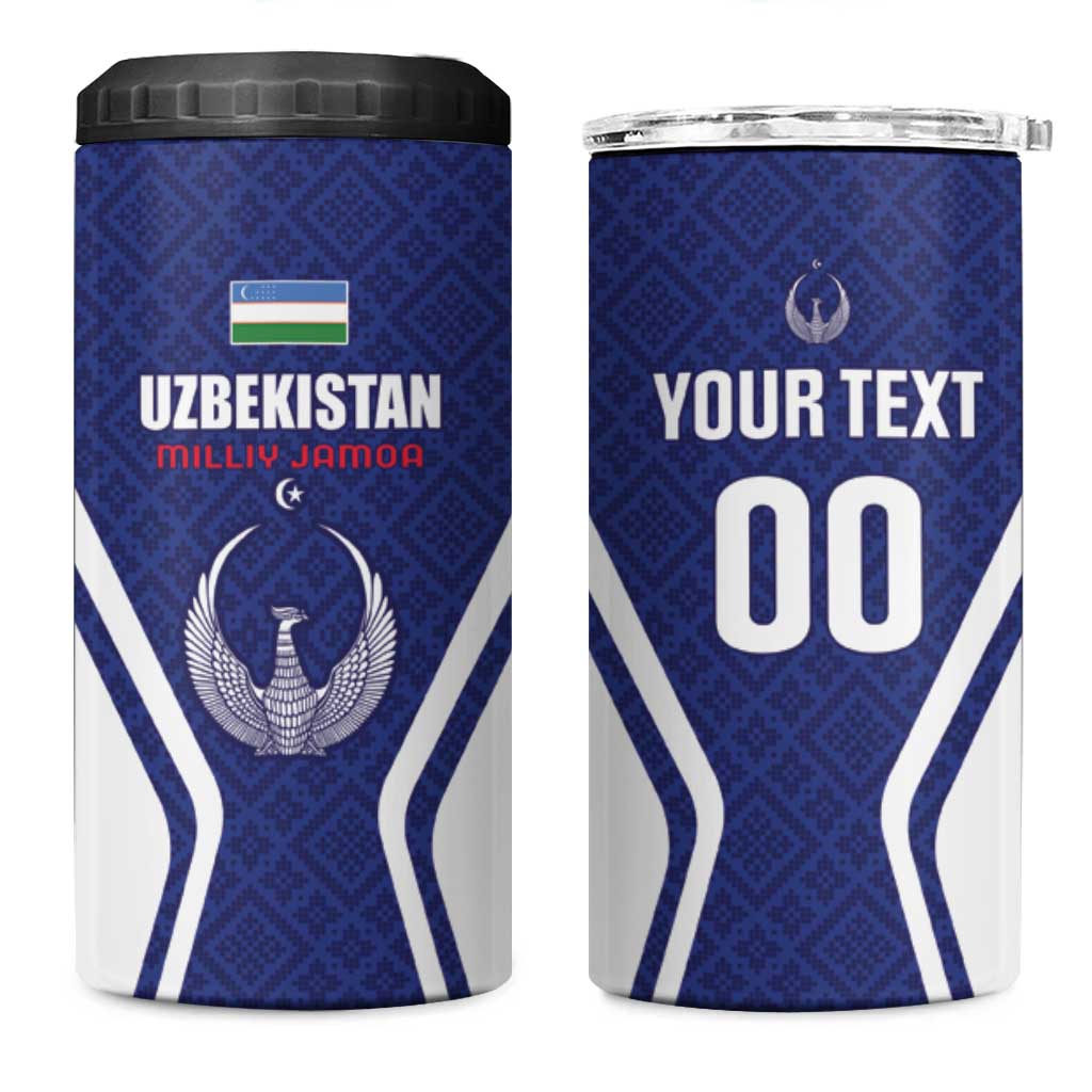 Custom Football Uzbekistan 4 in 1 Can Cooler Tumbler Milliy Jamoa Blue Version - Wonder Print Shop