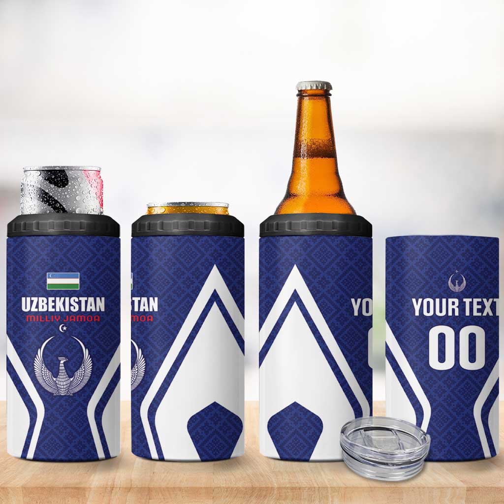 Custom Football Uzbekistan 4 in 1 Can Cooler Tumbler Milliy Jamoa Blue Version - Wonder Print Shop