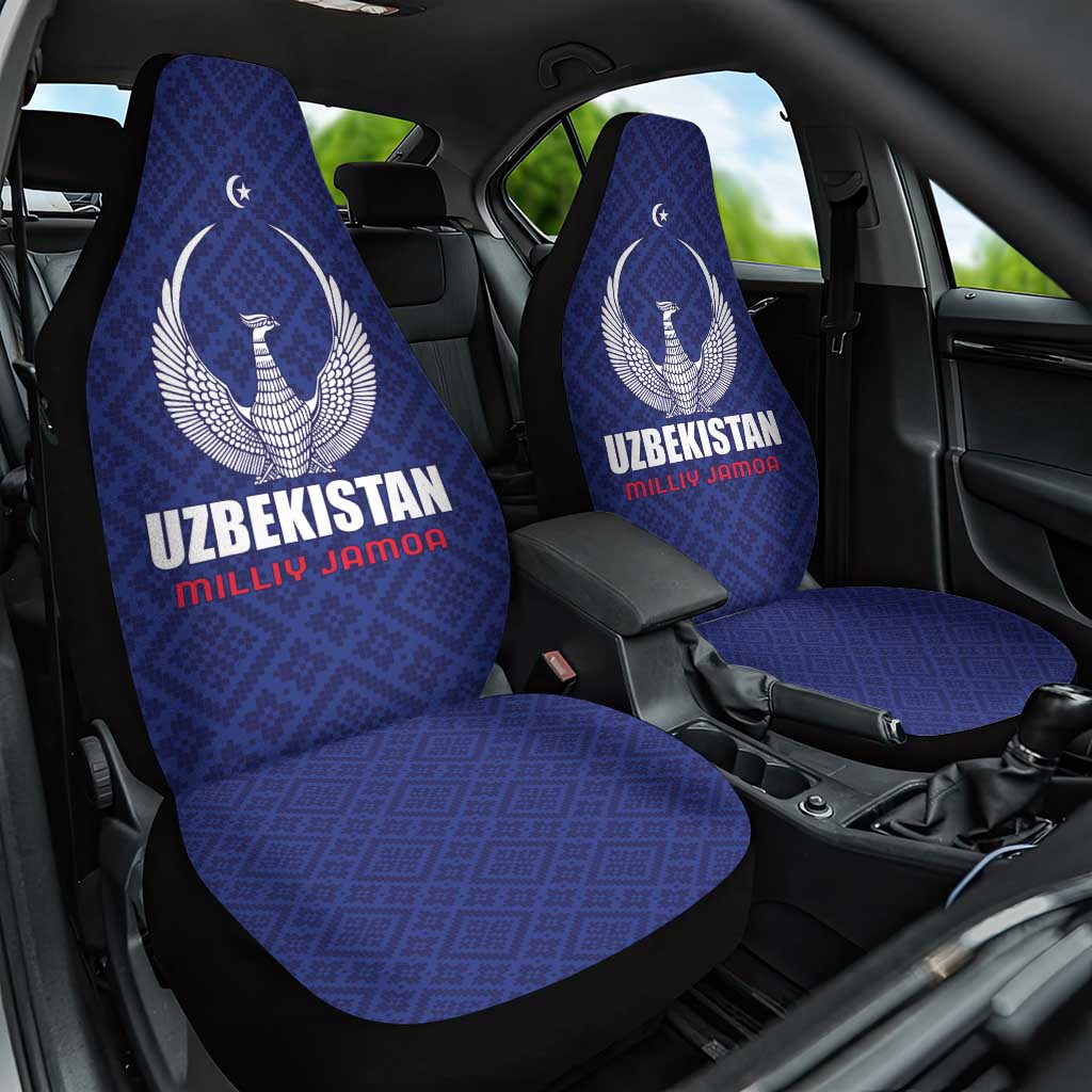 Football Uzbekistan Car Seat Cover Milliy Jamoa Blue Version - Wonder Print Shop