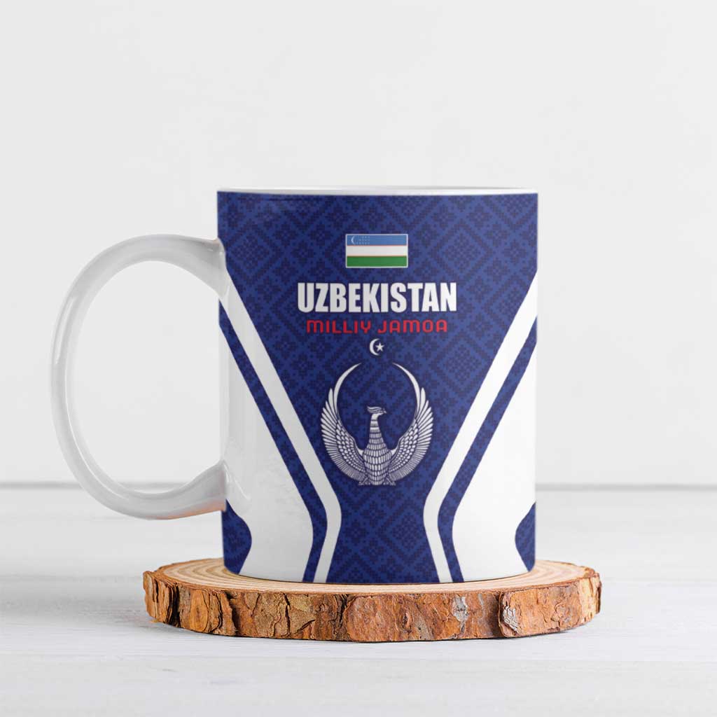 Custom Football Uzbekistan Ceramic Mug Milliy Jamoa Blue Version - Wonder Print Shop