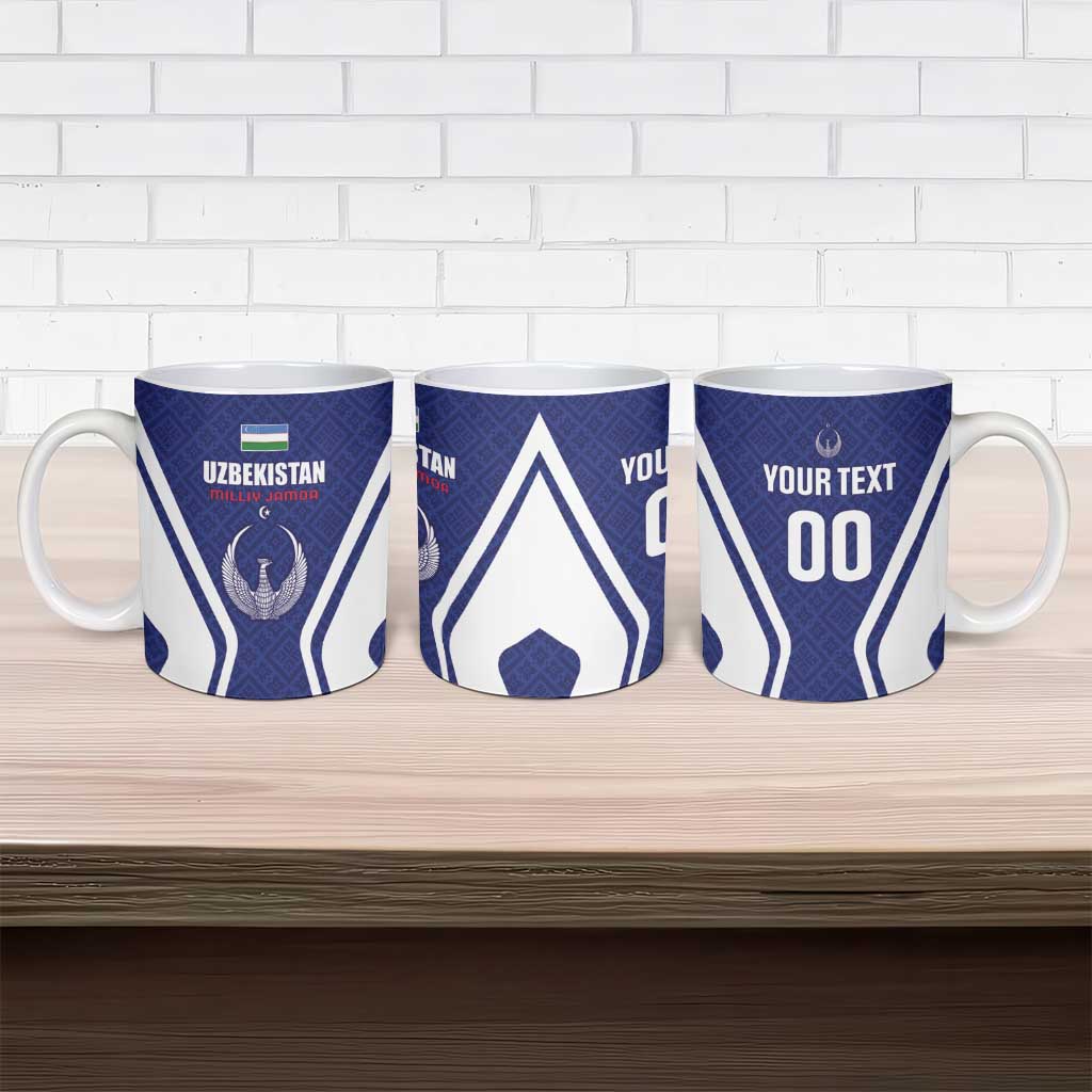 Custom Football Uzbekistan Ceramic Mug Milliy Jamoa Blue Version - Wonder Print Shop