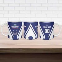 Custom Football Uzbekistan Ceramic Mug Milliy Jamoa Blue Version - Wonder Print Shop