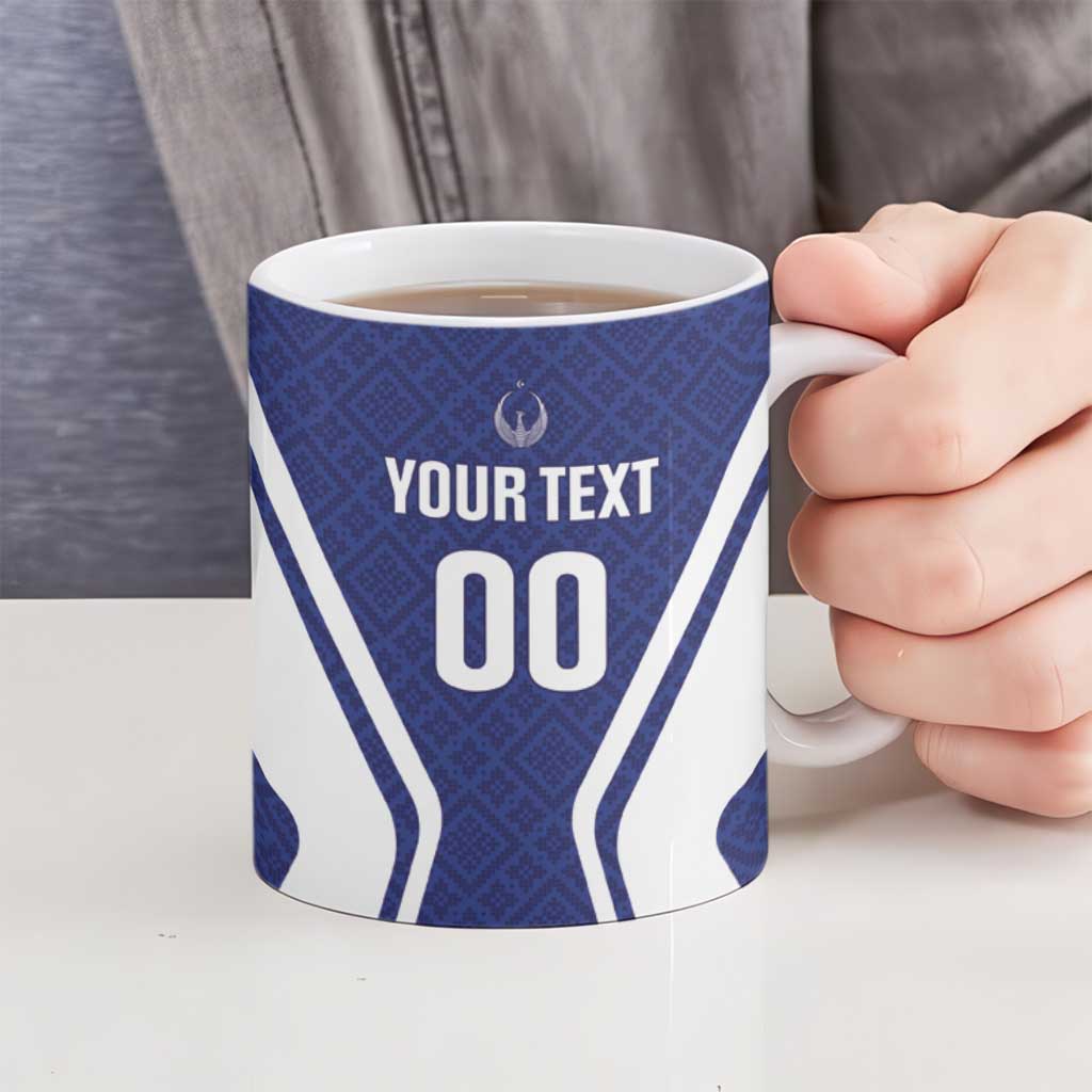 Custom Football Uzbekistan Ceramic Mug Milliy Jamoa Blue Version - Wonder Print Shop