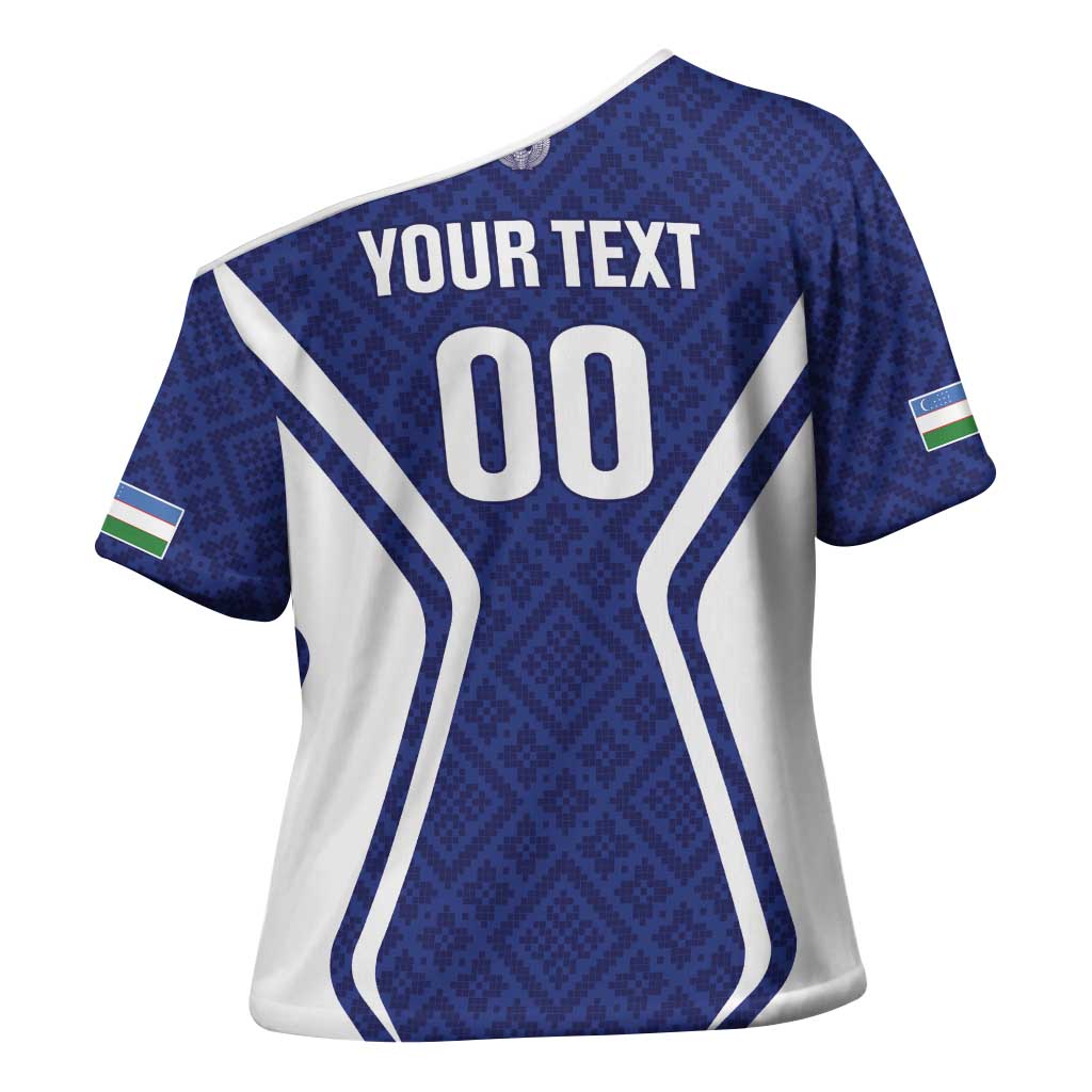 Custom Football Uzbekistan Cross Shoulder Shirt Milliy Jamoa Blue Version - Wonder Print Shop