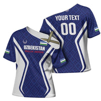 Custom Football Uzbekistan Cross Shoulder Shirt Milliy Jamoa Blue Version - Wonder Print Shop