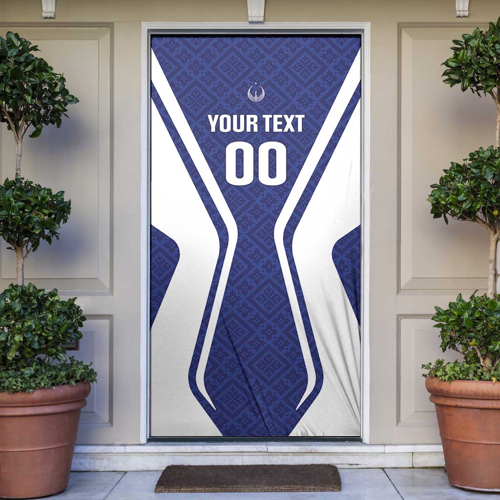 Custom Football Uzbekistan Door Cover Milliy Jamoa Blue Version - Wonder Print Shop