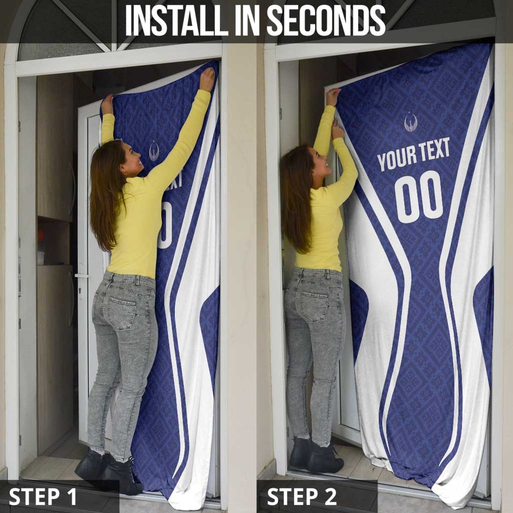 Custom Football Uzbekistan Door Cover Milliy Jamoa Blue Version - Wonder Print Shop