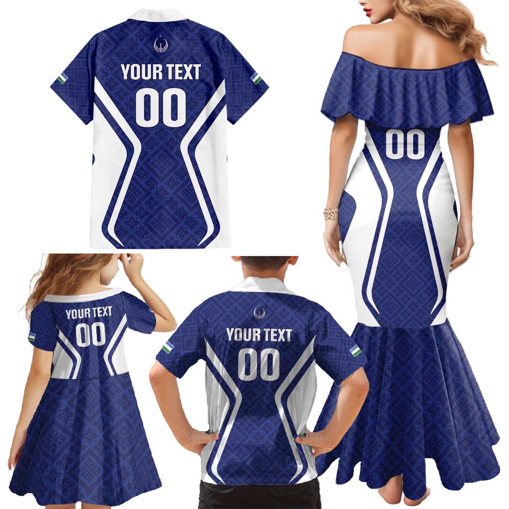 Custom Football Uzbekistan Family Matching Mermaid Dress and Hawaiian Shirt Milliy Jamoa Blue Version - Wonder Print Shop