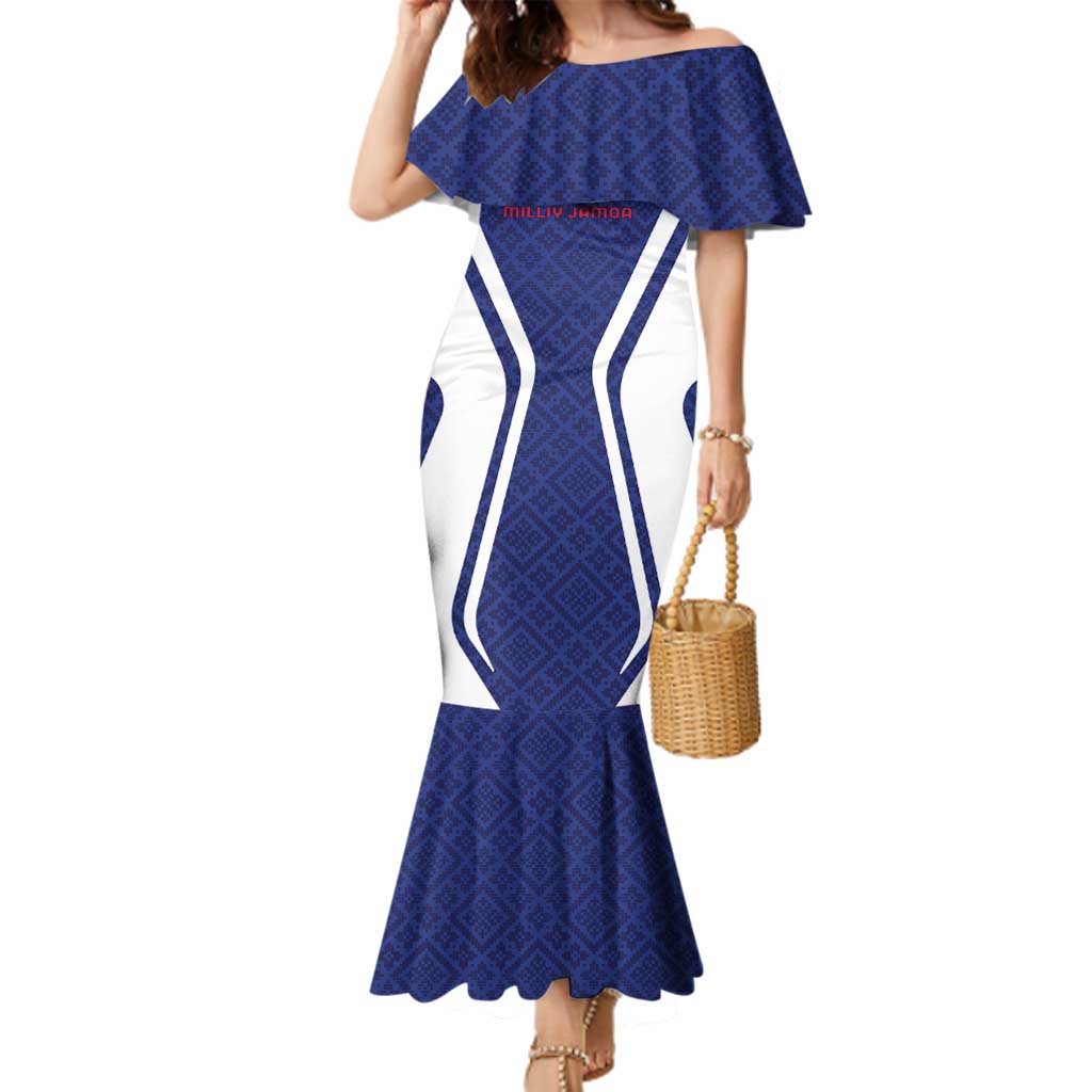 Custom Football Uzbekistan Family Matching Mermaid Dress and Hawaiian Shirt Milliy Jamoa Blue Version - Wonder Print Shop