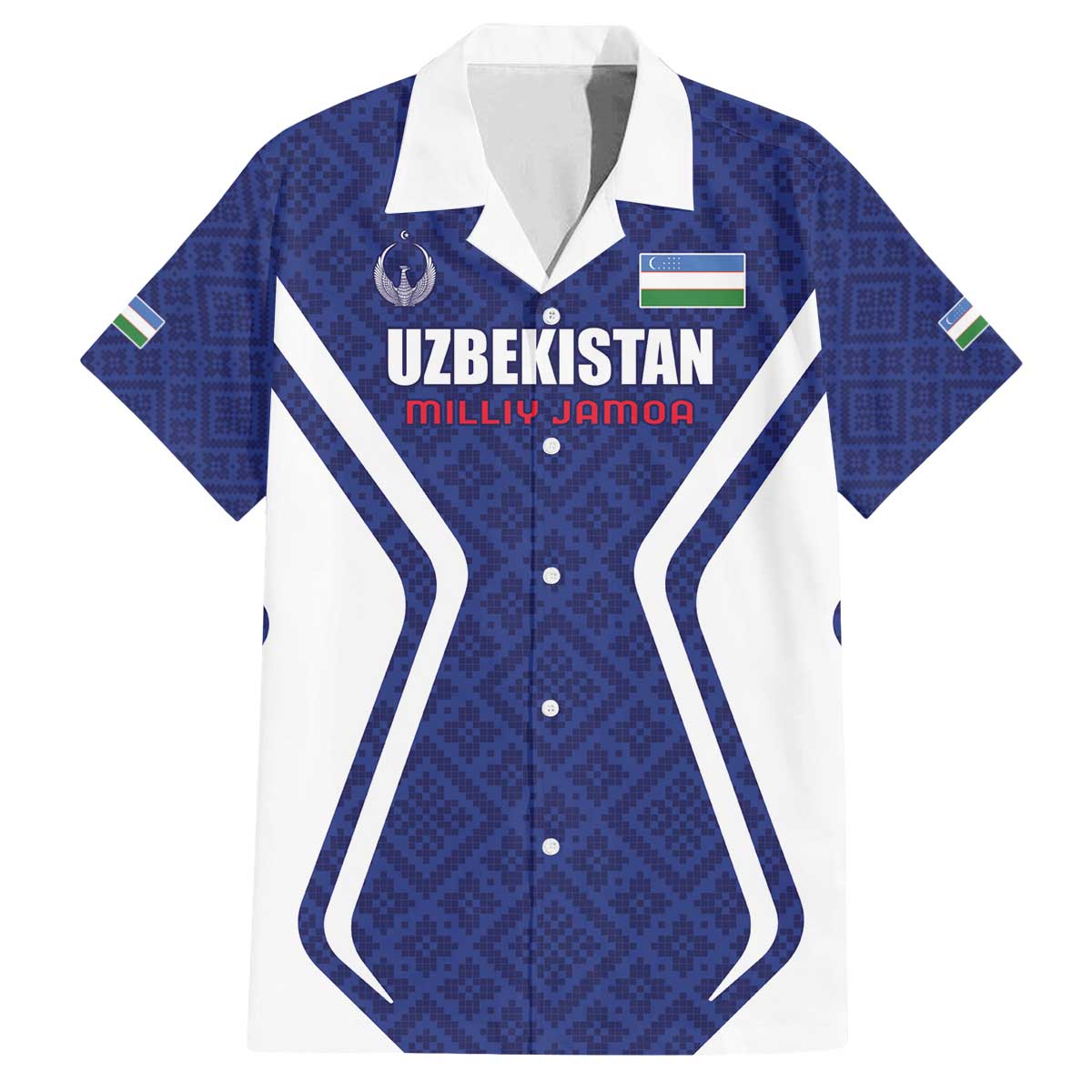 Custom Football Uzbekistan Family Matching Off The Shoulder Long Sleeve Dress and Hawaiian Shirt Milliy Jamoa Blue Version - Wonder Print Shop