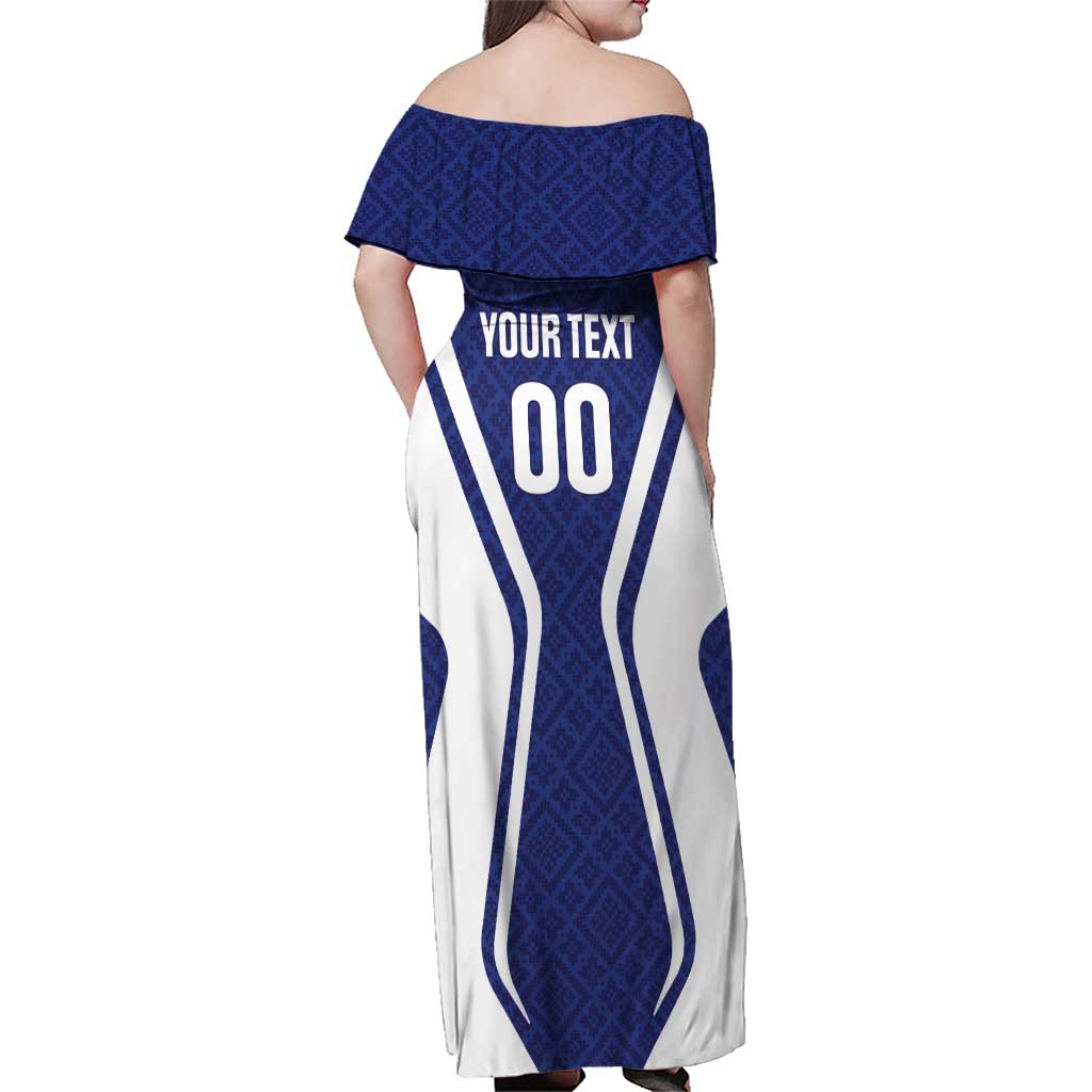 Custom Football Uzbekistan Family Matching Off Shoulder Maxi Dress and Hawaiian Shirt Milliy Jamoa Blue Version - Wonder Print Shop