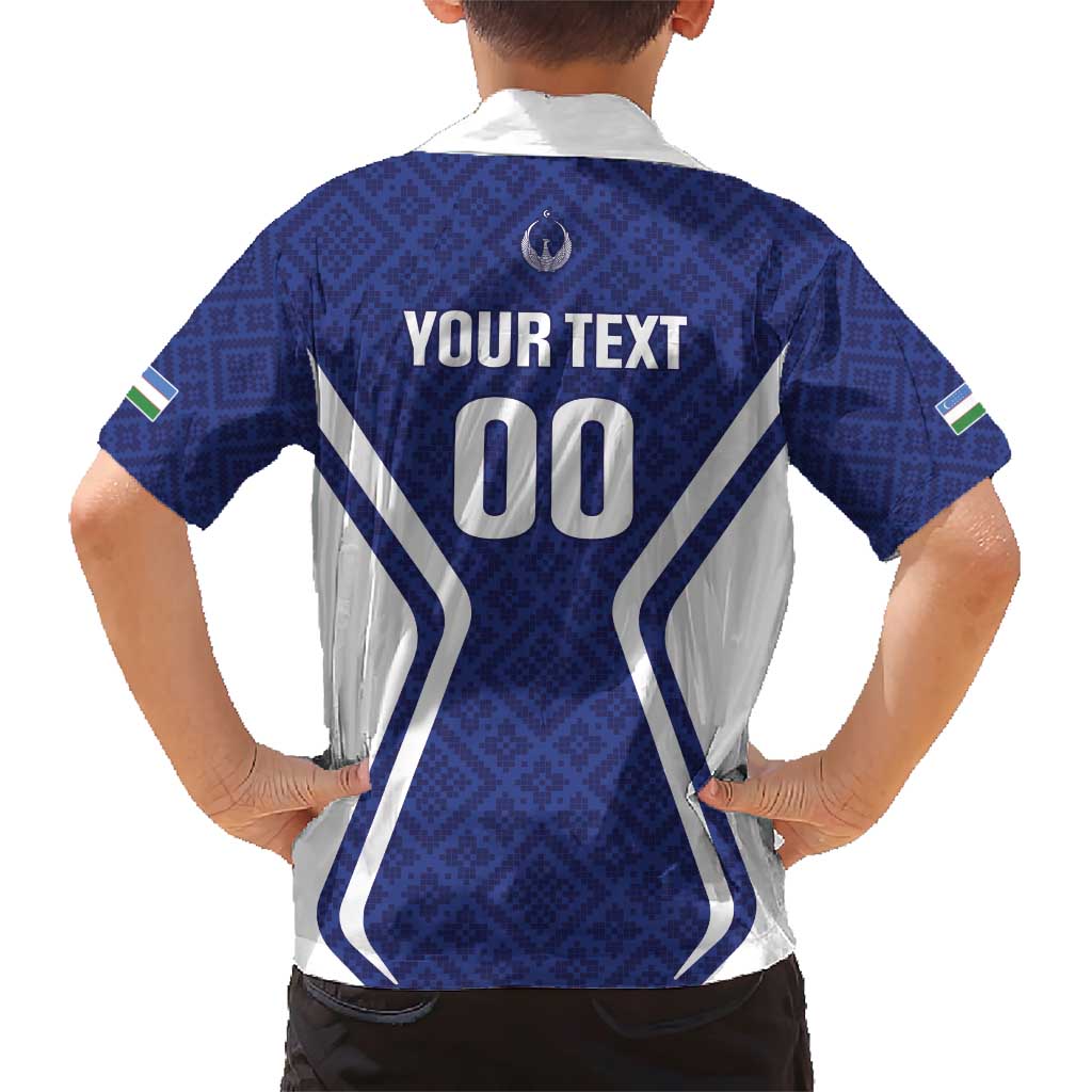 Custom Football Uzbekistan Family Matching Short Sleeve Bodycon Dress and Hawaiian Shirt Milliy Jamoa Blue Version - Wonder Print Shop