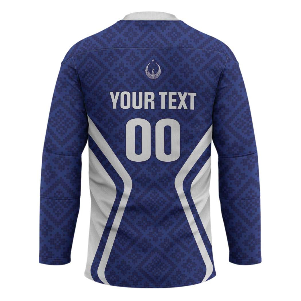 Custom Football Uzbekistan Hockey Jersey Milliy Jamoa Blue Version - Wonder Print Shop