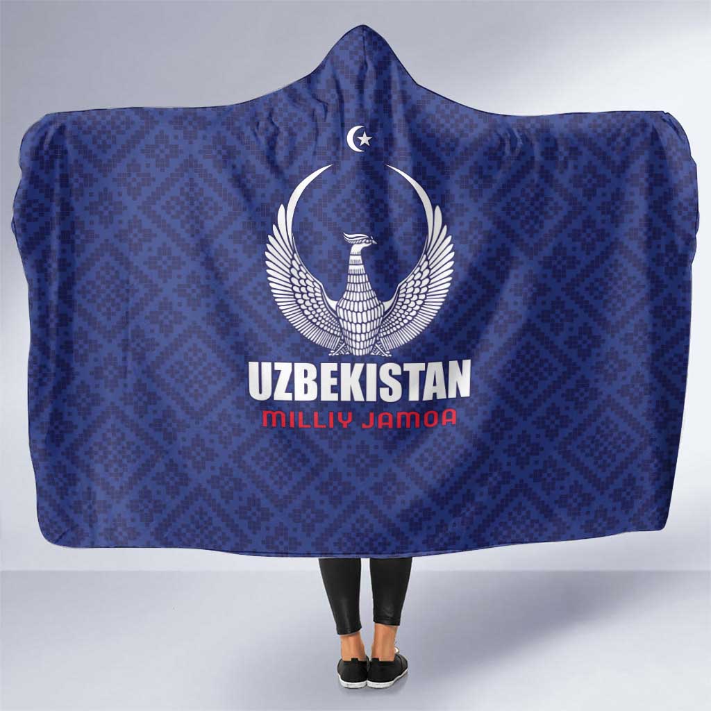 Football Uzbekistan Hooded Blanket Milliy Jamoa Blue Version - Wonder Print Shop