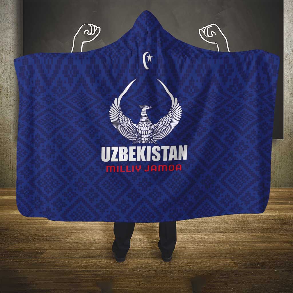Football Uzbekistan Hooded Blanket Milliy Jamoa Blue Version - Wonder Print Shop