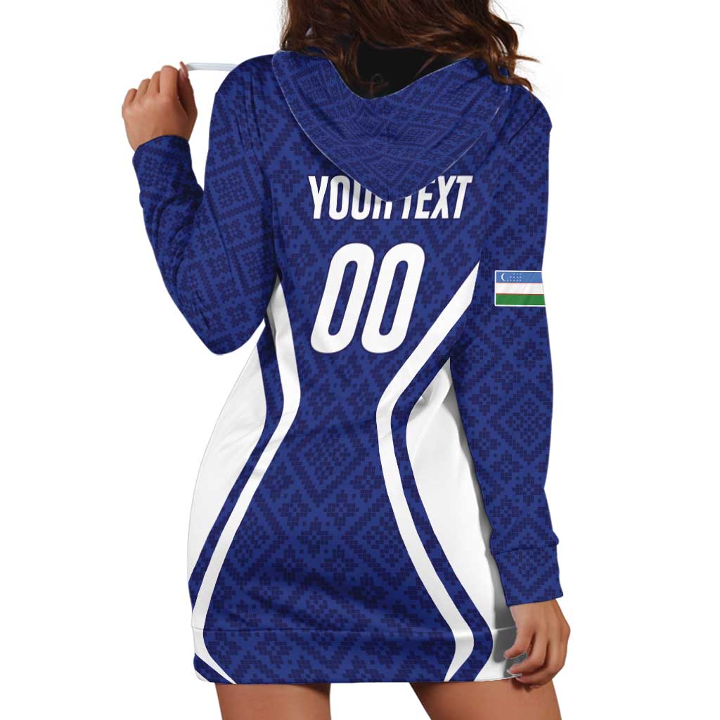 Custom Football Uzbekistan Hoodie Dress Milliy Jamoa Blue Version - Wonder Print Shop