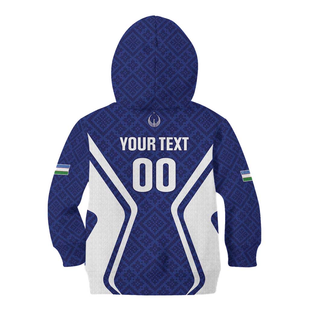Custom Football Uzbekistan Kid Hoodie Milliy Jamoa Blue Version - Wonder Print Shop