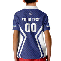 Custom Football Uzbekistan Kid Polo Shirt Milliy Jamoa Blue Version - Wonder Print Shop