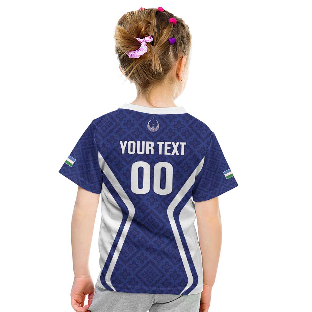 Custom Football Uzbekistan Kid T Shirt Milliy Jamoa Blue Version - Wonder Print Shop