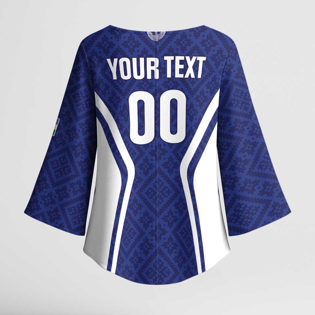 Custom Football Uzbekistan Kimono Sleeve Blouse Milliy Jamoa Blue Version - Wonder Print Shop