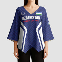 Custom Football Uzbekistan Kimono Sleeve Blouse Milliy Jamoa Blue Version - Wonder Print Shop