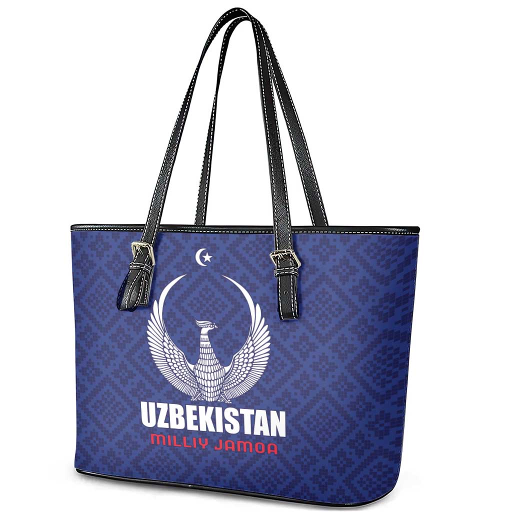 Football Uzbekistan Leather Tote Bag Milliy Jamoa Blue Version - Wonder Print Shop