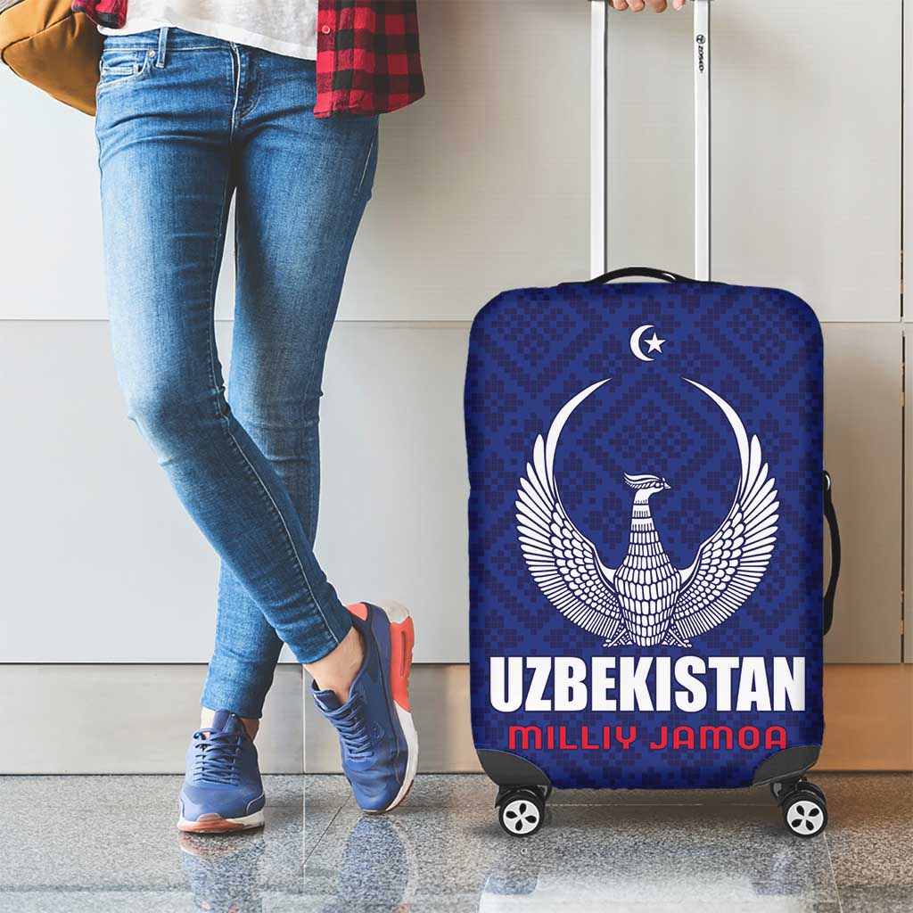 Football Uzbekistan Luggage Cover Milliy Jamoa Blue Version - Wonder Print Shop