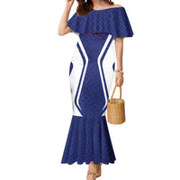 Custom Football Uzbekistan Mermaid Dress Milliy Jamoa Blue Version - Wonder Print Shop