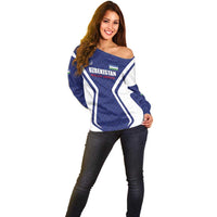 Custom Football Uzbekistan Off Shoulder Sweater Milliy Jamoa Blue Version - Wonder Print Shop