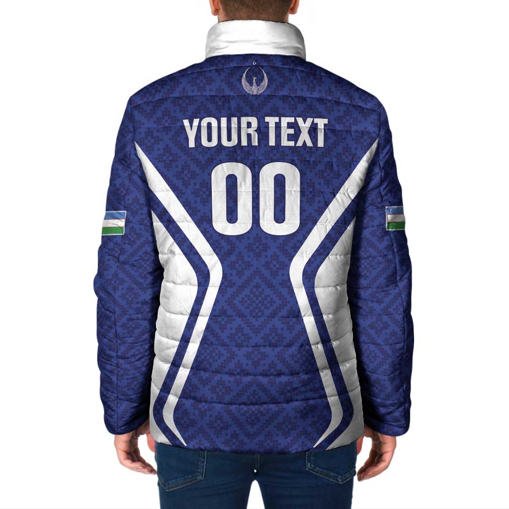 Custom Football Uzbekistan Padded Jacket Milliy Jamoa Blue Version - Wonder Print Shop
