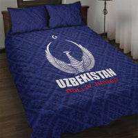 Football Uzbekistan Quilt Bed Set Milliy Jamoa Blue Version - Wonder Print Shop