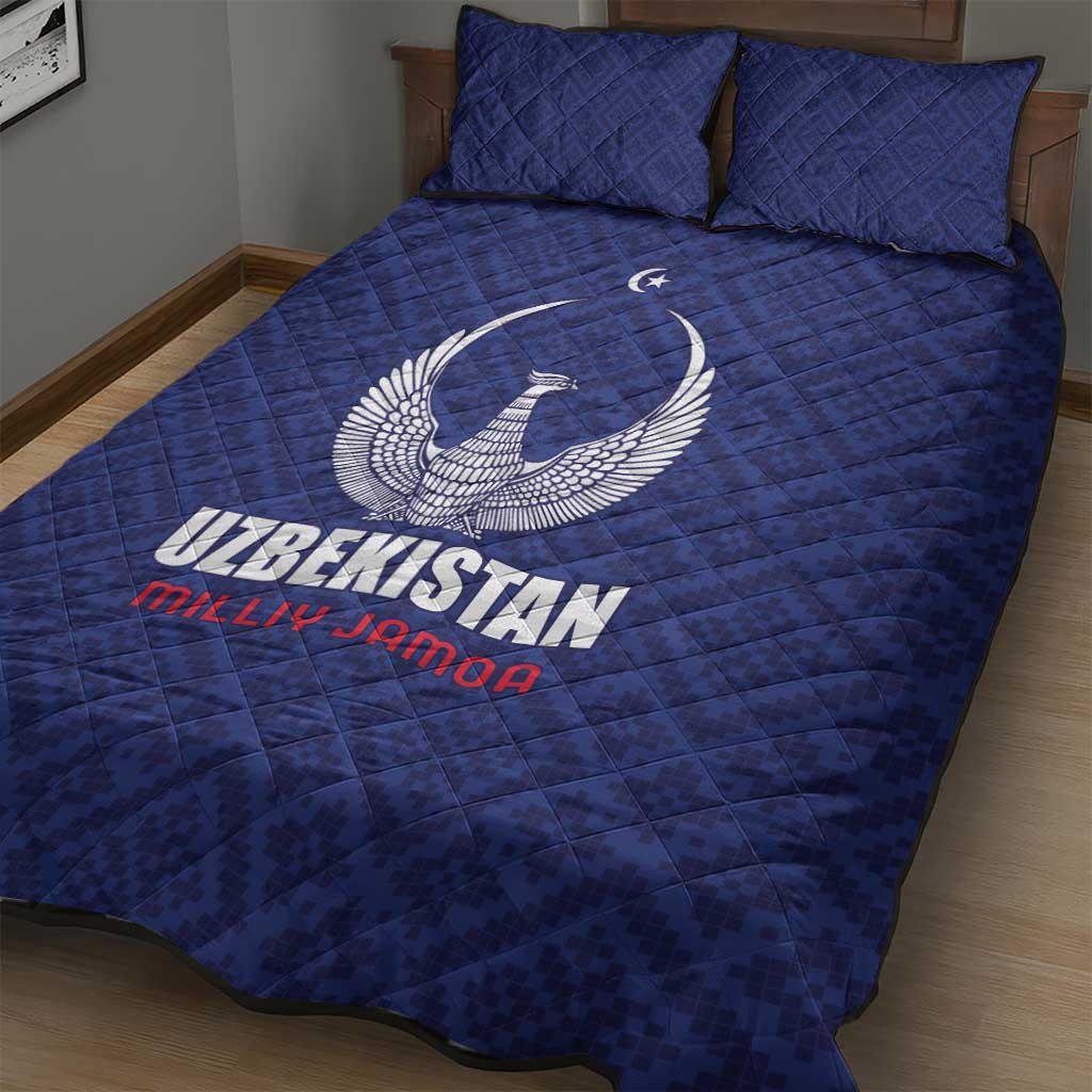 Football Uzbekistan Quilt Bed Set Milliy Jamoa Blue Version - Wonder Print Shop